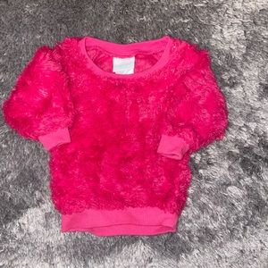 Baby Girl Pink Furry 3/4 Quarter Sleeves Top